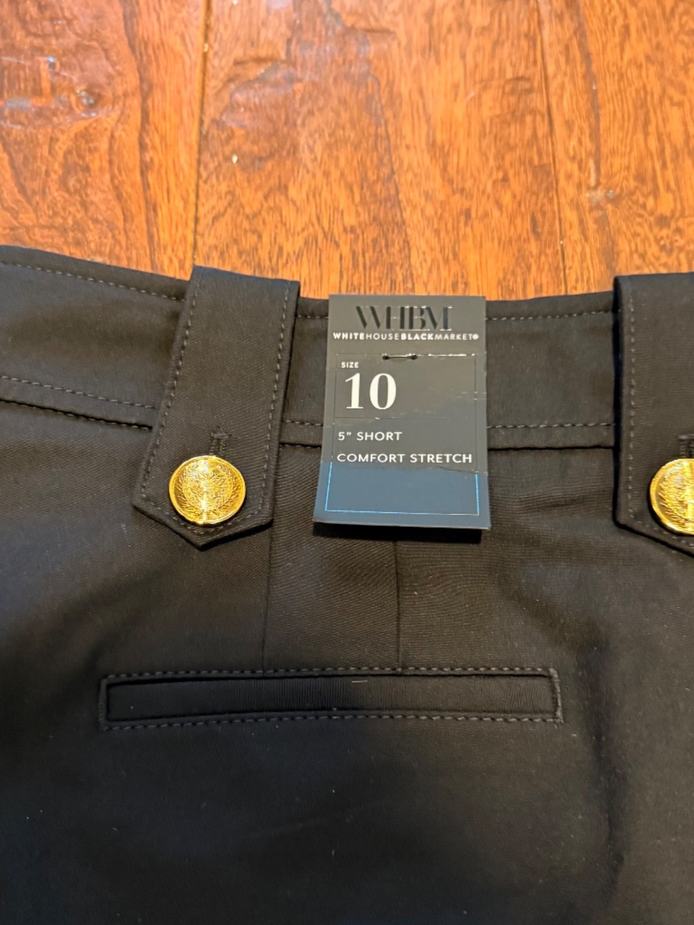 White House Black Market Black High-Waist Button Front Shorts - Picture 3 of 7
